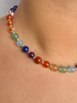 7 CHAKRA EXCLUSIVE CHOKER NECKLACE (8MM) - Sterling Silver Bracelet The Crystal Avenues