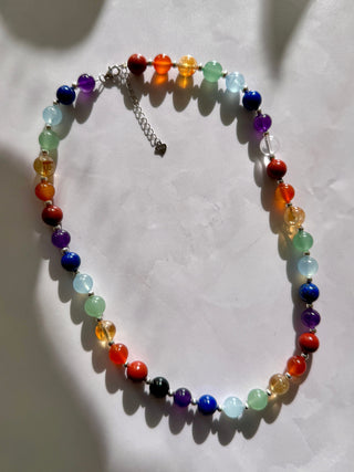 7 CHAKRA EXCLUSIVE CHOKER NECKLACE (8MM) - Sterling Silver Bracelet The Crystal Avenues