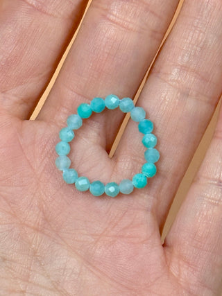 AMAZONITE - CRYSTAL STRETCH RING WITH FACETED BEADS Bracelet The Crystal Avenues