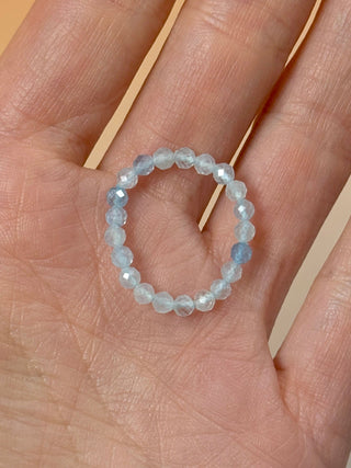 AQUAMARINE - CRYSTAL STRETCH RING WITH FACETED BEADS Bracelet The Crystal Avenues