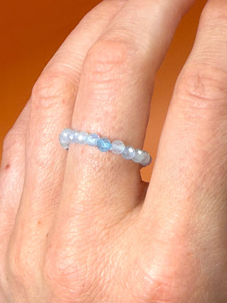 AQUAMARINE - CRYSTAL STRETCH RING WITH FACETED BEADS Bracelet The Crystal Avenues