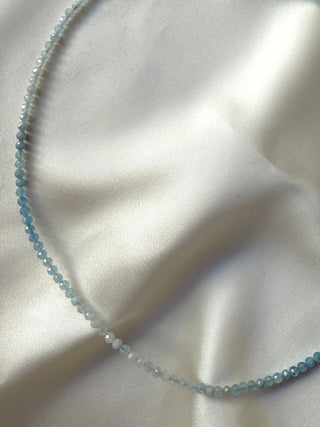 AQUAMARINE FACET CHOKER NECKLACE Necklace The Crystal Avenues