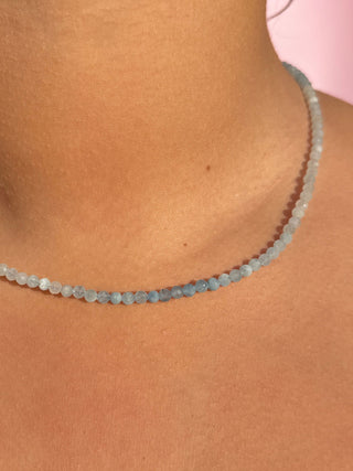 AQUAMARINE FACET CHOKER NECKLACE Necklace The Crystal Avenues