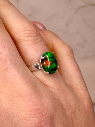 BLACK ETHIOPIAN OPAL SILVER RING (NO. 13) SIZE: 54 The Crystal Avenues