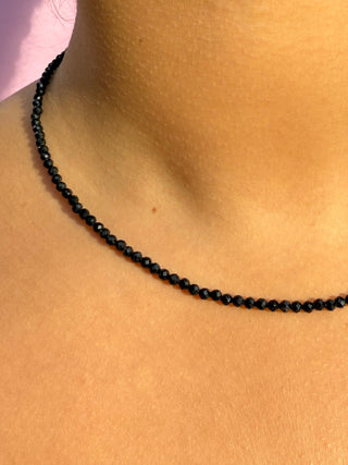 BLACK TOURMALINE FACET CHOKER NECKLACE Necklace The Crystal Avenues