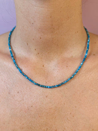 BLUE APATITE FACET CHOKER NECKLACE Necklace The Crystal Avenues