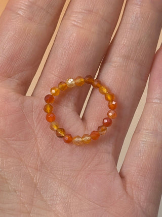 CARNELIAN - CRYSTAL STRETCH RING WITH FACETED BEADS Bracelet The Crystal Avenues