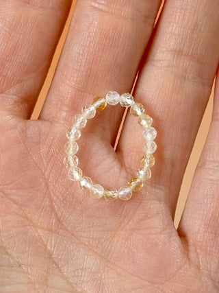CITRINE - CRYSTAL STRETCH RING WITH FACETED BEADS Bracelet The Crystal Avenues
