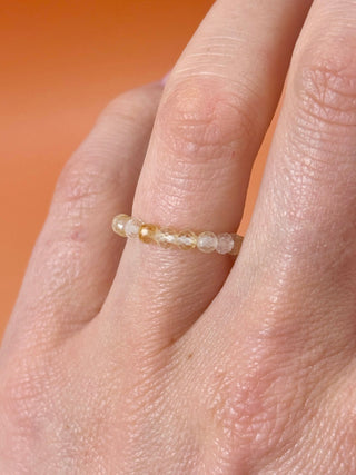 CITRINE - CRYSTAL STRETCH RING WITH FACETED BEADS Bracelet The Crystal Avenues