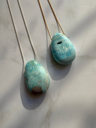 CRYSTAL NECKLACE - BLUE ARAGONITE Necklace The Crystal Avenues