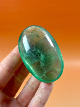 GREEN FLUORITE PALM STONE (2) The Crystal Avenues