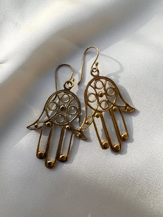 HAMSA BRASS EARRINGS - LARGE The Crystal Avenues