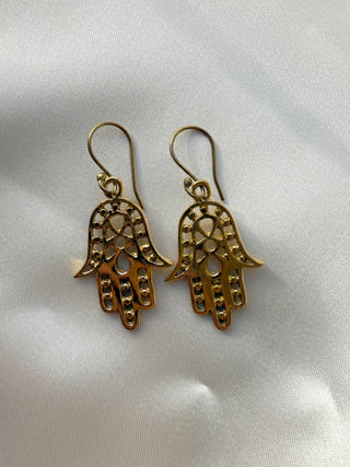 HAMSA BRASS EARRINGS - SMALL The Crystal Avenues