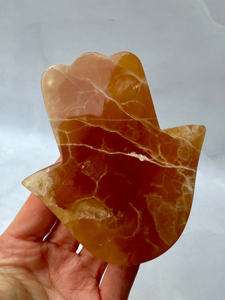 HONEY CALCITE HAMSA (3) Palmstone The Crystal Avenues