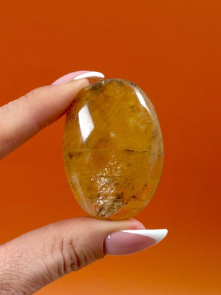 HONEY OPTICAL CALCITE PALM STONE (6) Palmstone The Crystal Avenues