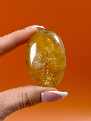 HONEY OPTICAL CALCITE PALM STONE (6) Palmstone The Crystal Avenues