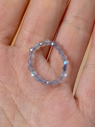 LABRADORITE - CRYSTAL STRETCH RING WITH FACETED BEADS Bracelet The Crystal Avenues