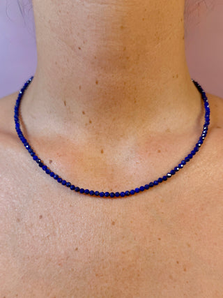 LAPIS LAZULI FACET CHOKER NECKLACE Necklace The Crystal Avenues