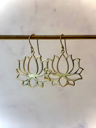 LOTUS FLOWER BRASS EARRINGS - MEDIUM The Crystal Avenues