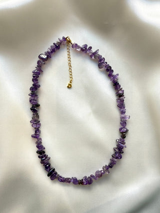 NATURAL AMETHYST CHIP CHOKER NECKLACE Necklace The Crystal Avenues