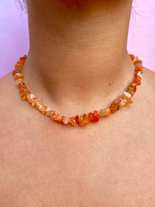NATURAL CARNELIAN CHIP CHOKER NECKLACE Necklace The Crystal Avenues