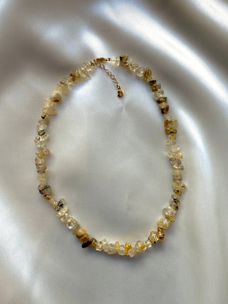 NATURAL GOLDEN RUTILE QUARTZ CHIP CHOKER NECKLACE Necklace The Crystal Avenues