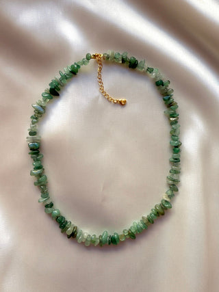 NATURAL GREEN AVENTURINE CHIP CHOKER NECKLACE Necklace The Crystal Avenues
