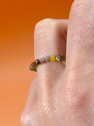 OCEAN JASPER - CRYSTAL STRETCH RING WITH FACETED BEADS Bracelet The Crystal Avenues