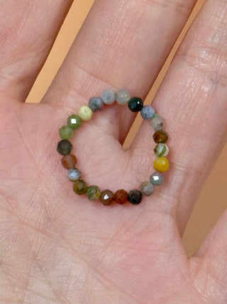OCEAN JASPER - CRYSTAL STRETCH RING WITH FACETED BEADS Bracelet The Crystal Avenues