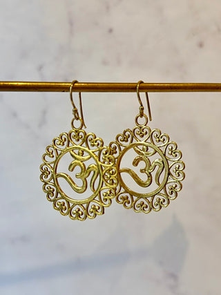 OM SYMBOL BRASS EARRINGS The Crystal Avenues