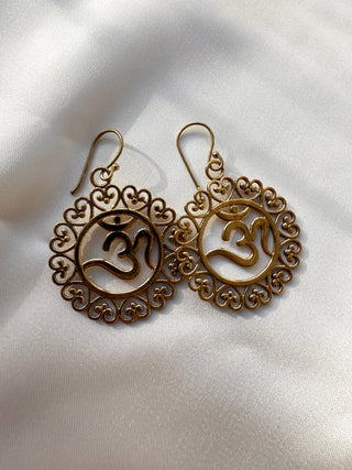 OM SYMBOL BRASS EARRINGS The Crystal Avenues