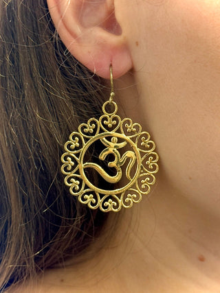 OM SYMBOL BRASS EARRINGS The Crystal Avenues