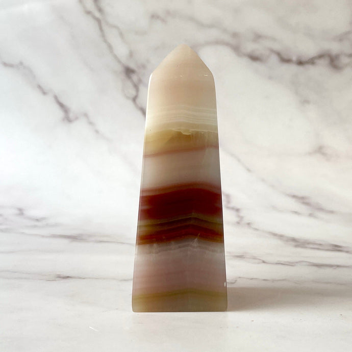 PINK BANDED ONYX TOWER (2) tumble stone The Crystal Avenues 