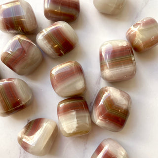 PINK BANDED ONYX TUMBLE STONE Bracelet The Crystal Avenues