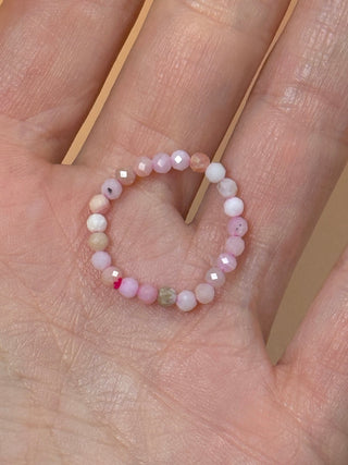 PINK OPAL - CRYSTAL STRETCH RING WITH FACETED BEADS Bracelet The Crystal Avenues