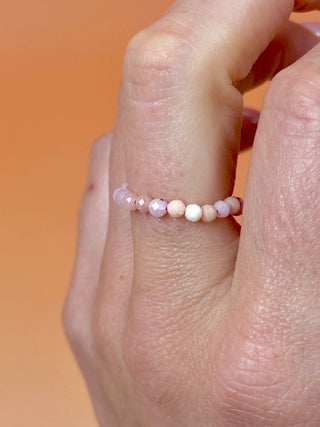PINK OPAL - CRYSTAL STRETCH RING WITH FACETED BEADS Bracelet The Crystal Avenues