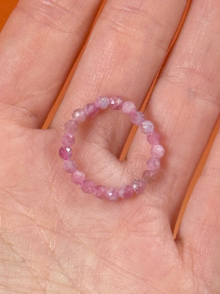 PINK TOURMALINE - CRYSTAL STRETCH RING WITH FACETED BEADS Bracelet The Crystal Avenues