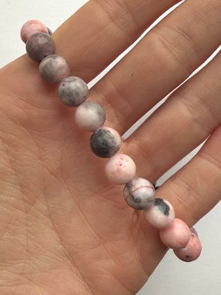 PINK ZEBRA JASPER BRACELET (8MM) Bracelet The Crystal Avenues