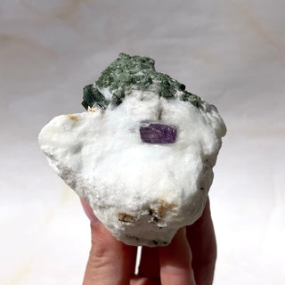PURPLE SCAPOLITE W. DIOPSIDE ON CALCITE (3) The Crystal Avenues
