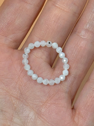 RAINBOW MOONSTONE - CRYSTAL STRETCH RING WITH FACETED BEADS Bracelet The Crystal Avenues
