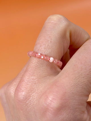 RHODOCHROSITE - CRYSTAL STRETCH RING WITH FACETED BEADS Bracelet The Crystal Avenues