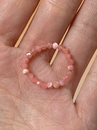 RHODOCHROSITE - CRYSTAL STRETCH RING WITH FACETED BEADS Bracelet The Crystal Avenues