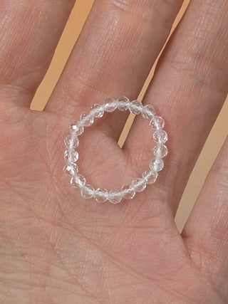 ROCK CRYSTAL - CRYSTAL STRETCH RING WITH FACETED BEADS Bracelet The Crystal Avenues
