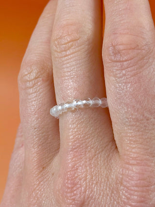 ROCK CRYSTAL - CRYSTAL STRETCH RING WITH FACETED BEADS Bracelet The Crystal Avenues