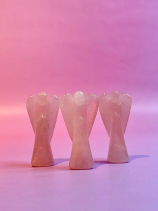 ROSE QUARTZ CRYSTAL ANGEL - HANDCARVED Raw Crystal The Crystal Avenues