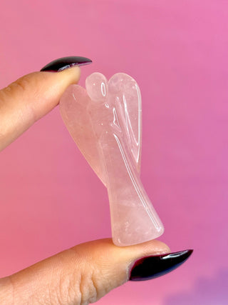 ROSE QUARTZ CRYSTAL ANGEL - HANDCARVED Raw Crystal The Crystal Avenues