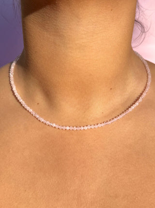 ROSE QUARTZ FACET CHOKER NECKLACE Necklace The Crystal Avenues