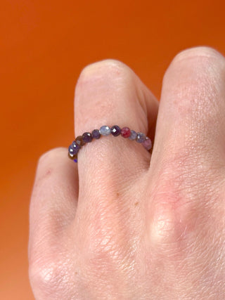 RUBY SAPPHIRE - CRYSTAL STRETCH RING WITH FACETED BEADS Bracelet The Crystal Avenues