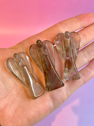 SMOKEY QUARTZ CRYSTAL ANGEL - HANDCARVED Raw Crystal The Crystal Avenues