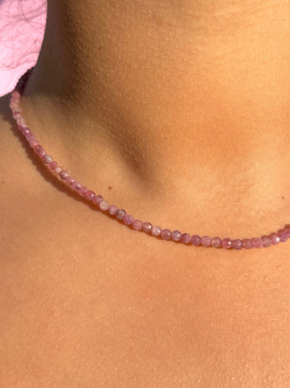 STRAWBERRY QUARTZ FACET CHOKER NECKLACE Necklace The Crystal Avenues